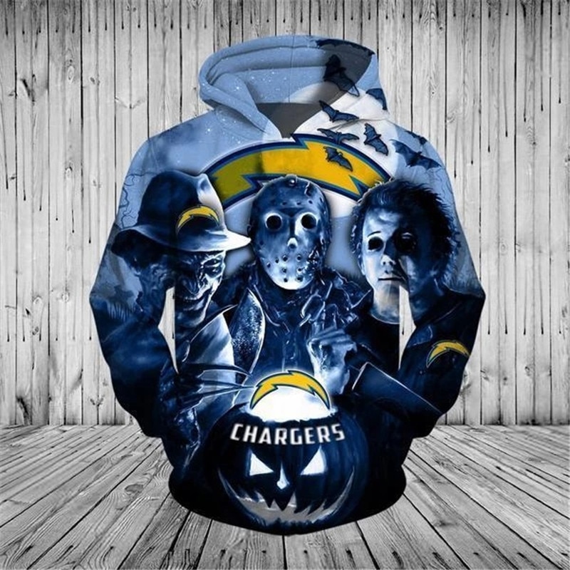 Los Angeles Chargers Horror Night Halloween 3D All Over Print Pullover Hoodie Nfl