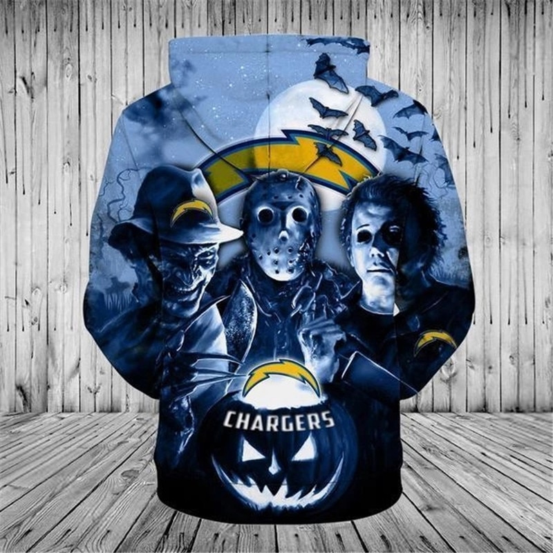 Los Angeles Chargers Horror Night Halloween 3D All Over Print Pullover Hoodie Nfl