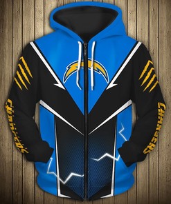 Los Angeles Chargers Lightning Graphic All Over Print Hoodie Gifts For Fans