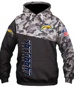 Los Angeles Chargers Military 3D All Over Print Zip Hoodie Long Sleeve New Season For Nfl Fans