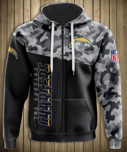 Los Angeles Chargers Military 3D All Over Print Zip Hoodie Long Sleeve New Season For Nfl Fans