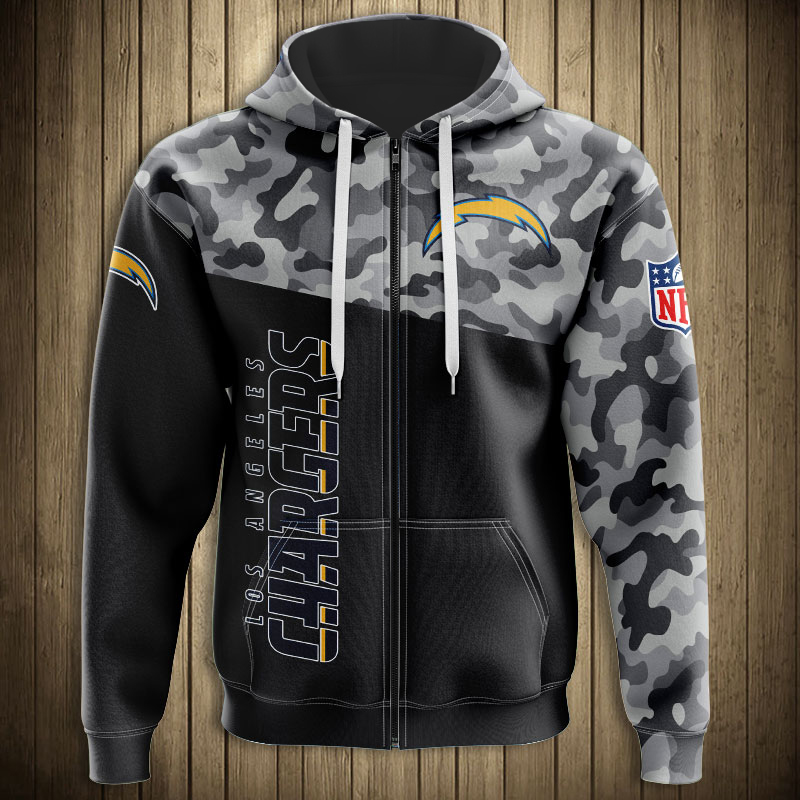 Los Angeles Chargers Military 3D All Over Print Zip Hoodie Long Sleeve New Season For Nfl Fans