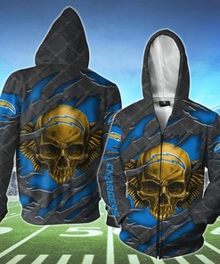Los Angeles Chargers Skull 3D Hoodie - Great Gift For Fans