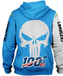 Los Angeles Chargers Skull Printed 3D All Over Print Hoodie Gifts For Fans