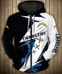 Los Angeles Chargers Thunder Graphic All Over Print Hoodie Gifts For Fans - 3D Hoodies With Zippers 