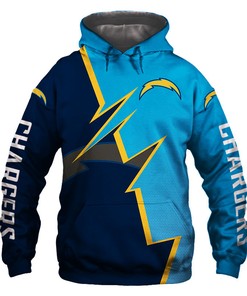 Los Angeles Chargers Zigzag Graphic All Over Print Zip Hoodie Pullover Gift For Fans