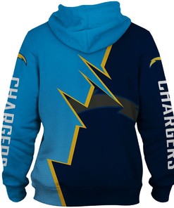 Los Angeles Chargers Zigzag Graphic All Over Print Zip Hoodie Pullover Gift For Fans