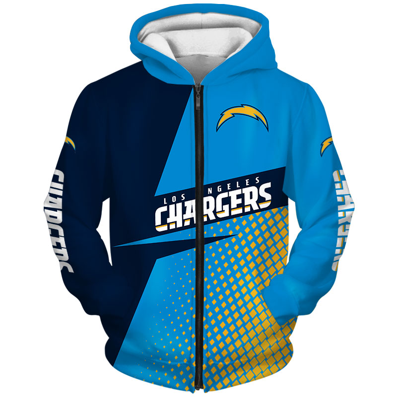 Los Angeles Chargers Zip Hoodie With Hooded Long Sleeve All Over Print For Fan