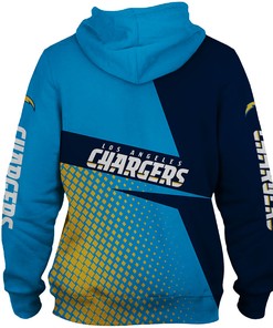 Los Angeles Chargers Zip Hoodie With Hooded Long Sleeve All Over Print For Fan