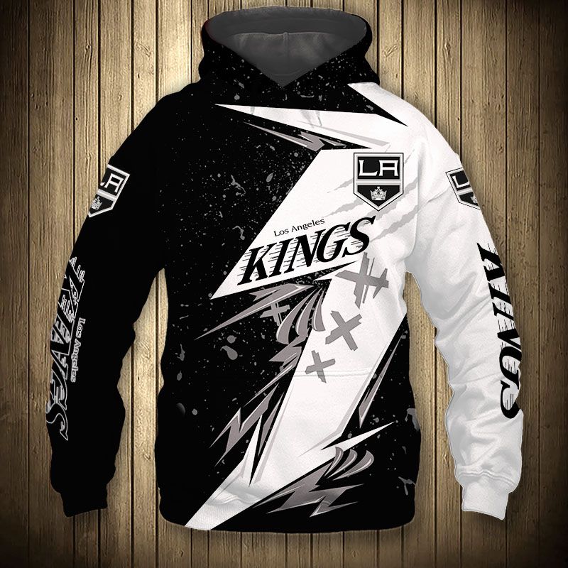 Los Angeles Kings Thunder Design All Over Print 3D Hoodie Pullover For Nhl Fans