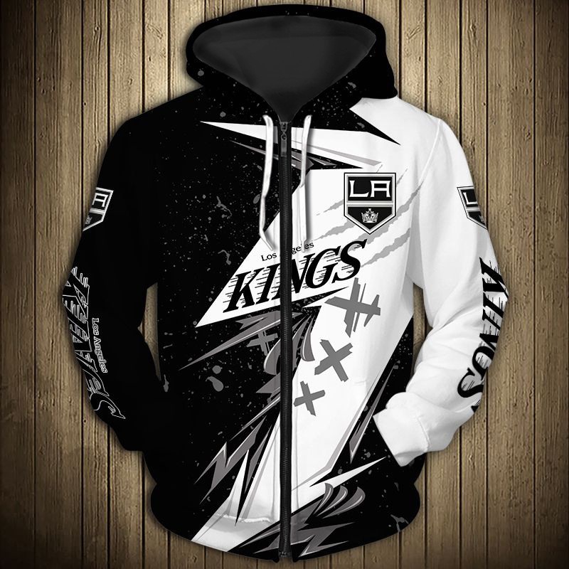Los Angeles Kings Thunder Design All Over Print 3D Hoodie Pullover For Nhl Fans