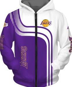 Los Angeles Lakers All Over Print Zip Hoodie For Fans - Gifts For Father'S Day