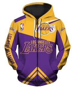 Los Angeles Lakers All Over Print Zip Hoodie For Fans Nba - Gifts For Men