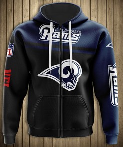 Los Angeles Rams 3D Zip Hoodie All Over Print Pullover For Fans