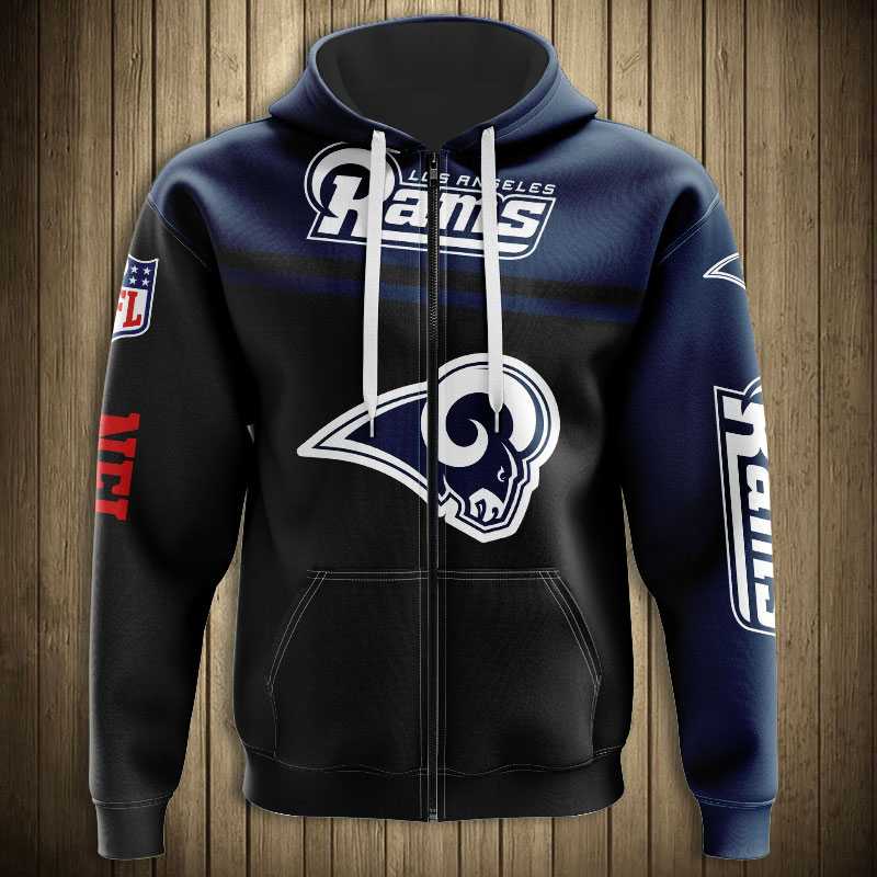 Los Angeles Rams 3D Zip Hoodie All Over Print Pullover For Fans