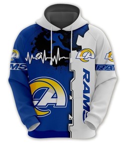 Los Angeles Rams All Over Print Zip Up Hoodie For Nfl Fans - 3D Hoodies For Men