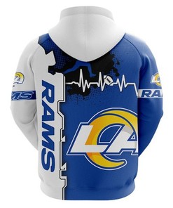 Los Angeles Rams All Over Print Zip Up Hoodie For Nfl Fans - 3D Hoodies For Men