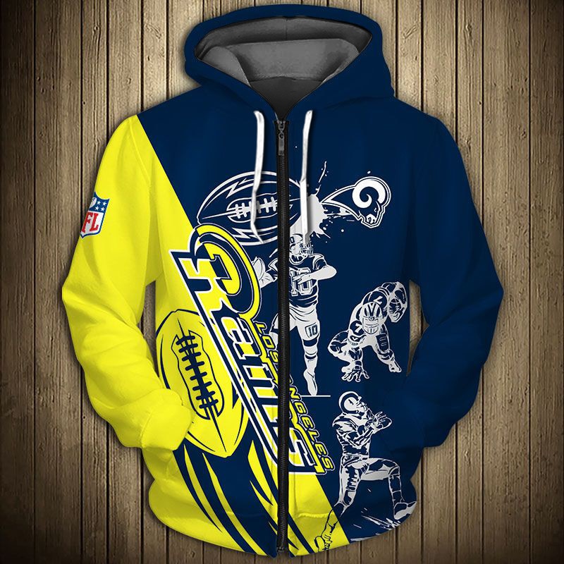Los Angeles Rams Cartoon Player Cute All Over Print Zip Hoodie Gifts For Fans - Gifts For Father'S Day