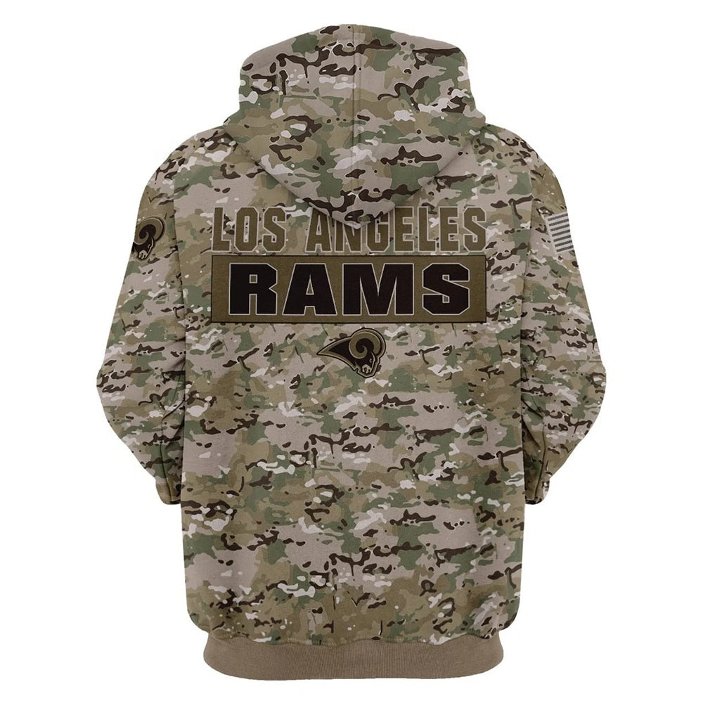 Los Angeles Rams Graphic All Over Print Zip Hoodie Pullover Gift For Fans