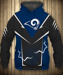 Los Angeles Rams Hoodie Lightning Graphic 3D All Over Print Hoodie, Stand Out In The Crowd