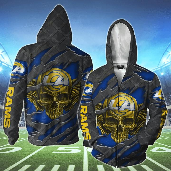 Los Angeles Rams Skull 3D Hoodie - Perfect Gift For Fans