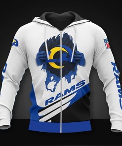 Los Angeles Rams Zipper Cool Graphic 3D All Over Print Hoodie, Unique Gifts For Fans