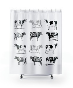 Lots of Cows Shower Curtain with Rustic Farmhouse Design and Waterproof Fabric 