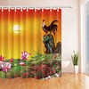 Lotus Flowers Farm Rooster Waterproof Shower Curtain with Rose Floral Design for Bathroom Decor, Fabric Curtain
