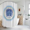 Lotus Moon Shower Curtain with Aura Energy Bath and Evil Eye Protection Design, Waterproof Fabric Bathroom Curtain 