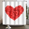 Love Balloon Valentine's Day Shower Curtain with Floating Heart Balloon Design and Bathroom Decorative Idea 