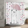 Love Bears Shower Curtain Under The Umbrella, Romantic Bathtub Decorative Fabric Waterproof Curtain 