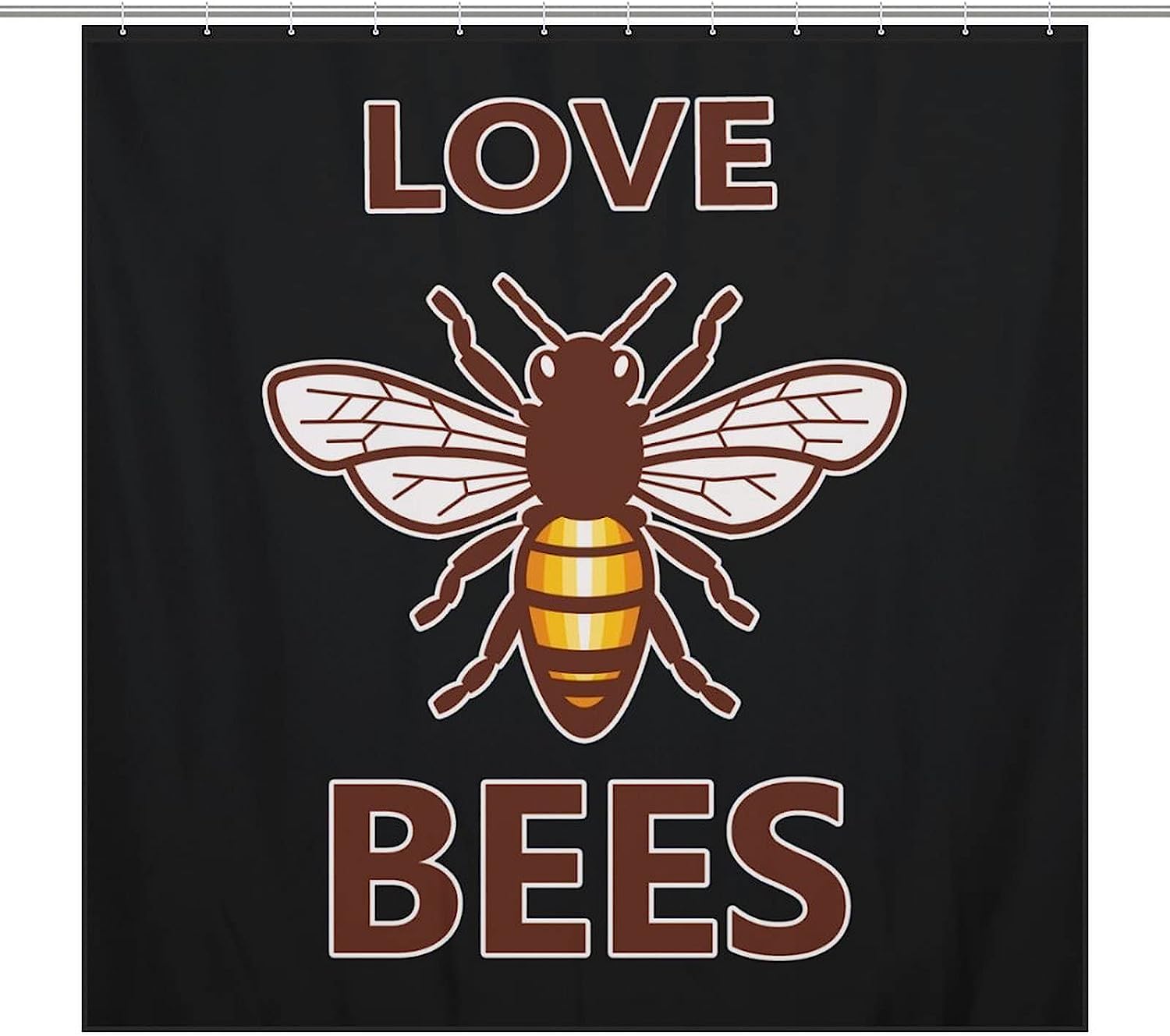 Love Bees Bathroom Shower Curtain with Fabric Durable and Washable Design, Honey Bee Home Decorative Curtain