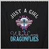 Love Dragonfly Shower Curtain, Girly Bathroom Decor - Unique Bath Curtain