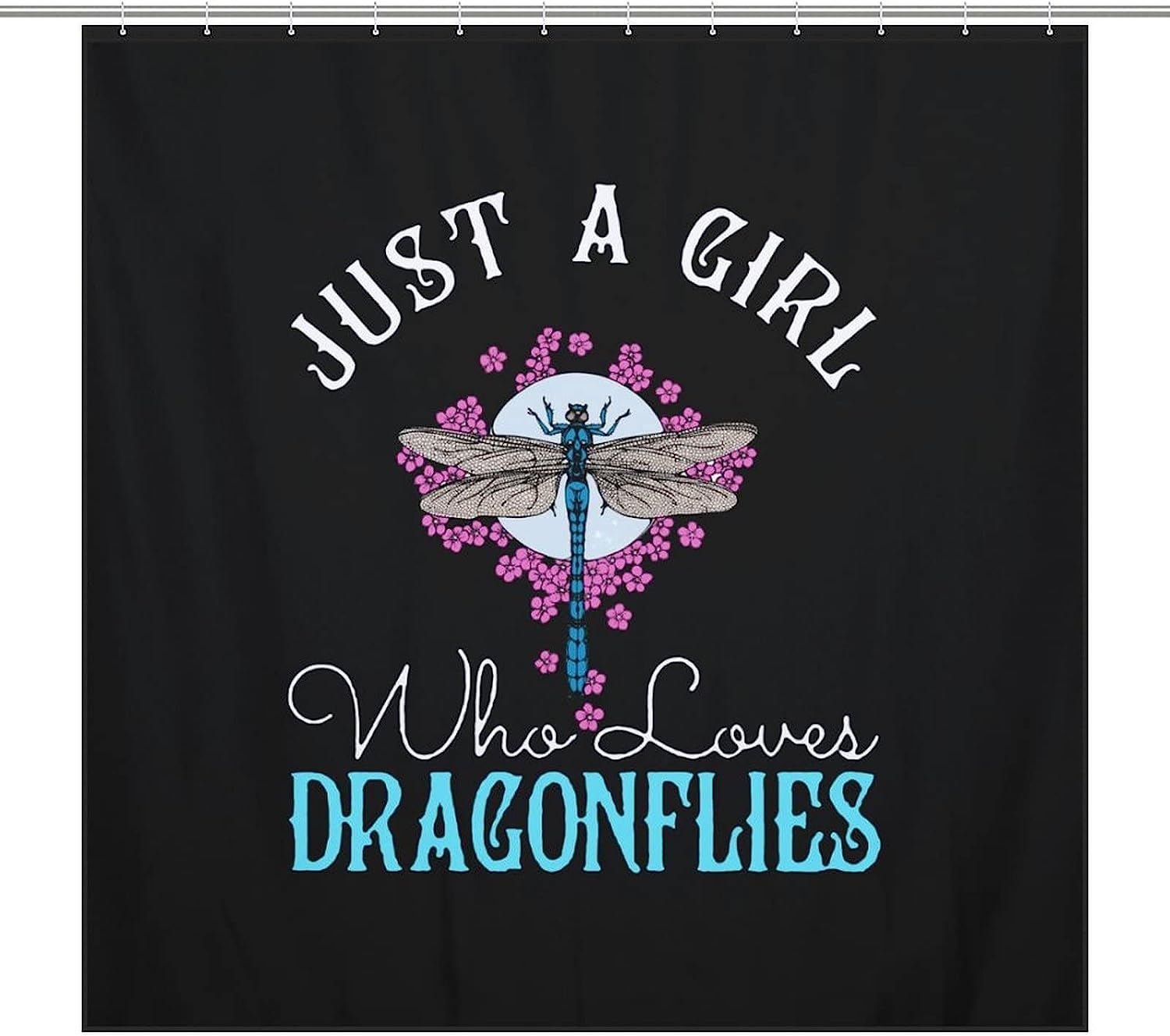 Love Dragonfly Shower Curtain, Girly Bathroom Decor - Unique Bath Curtain