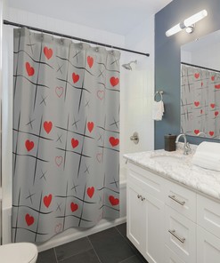 Love Game Shower Curtain Art Gift for Bathroom Decor with OXO Design 