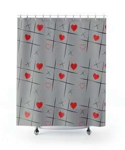 Love Game Shower Curtain Art Gift for Bathroom Decor with OXO Design