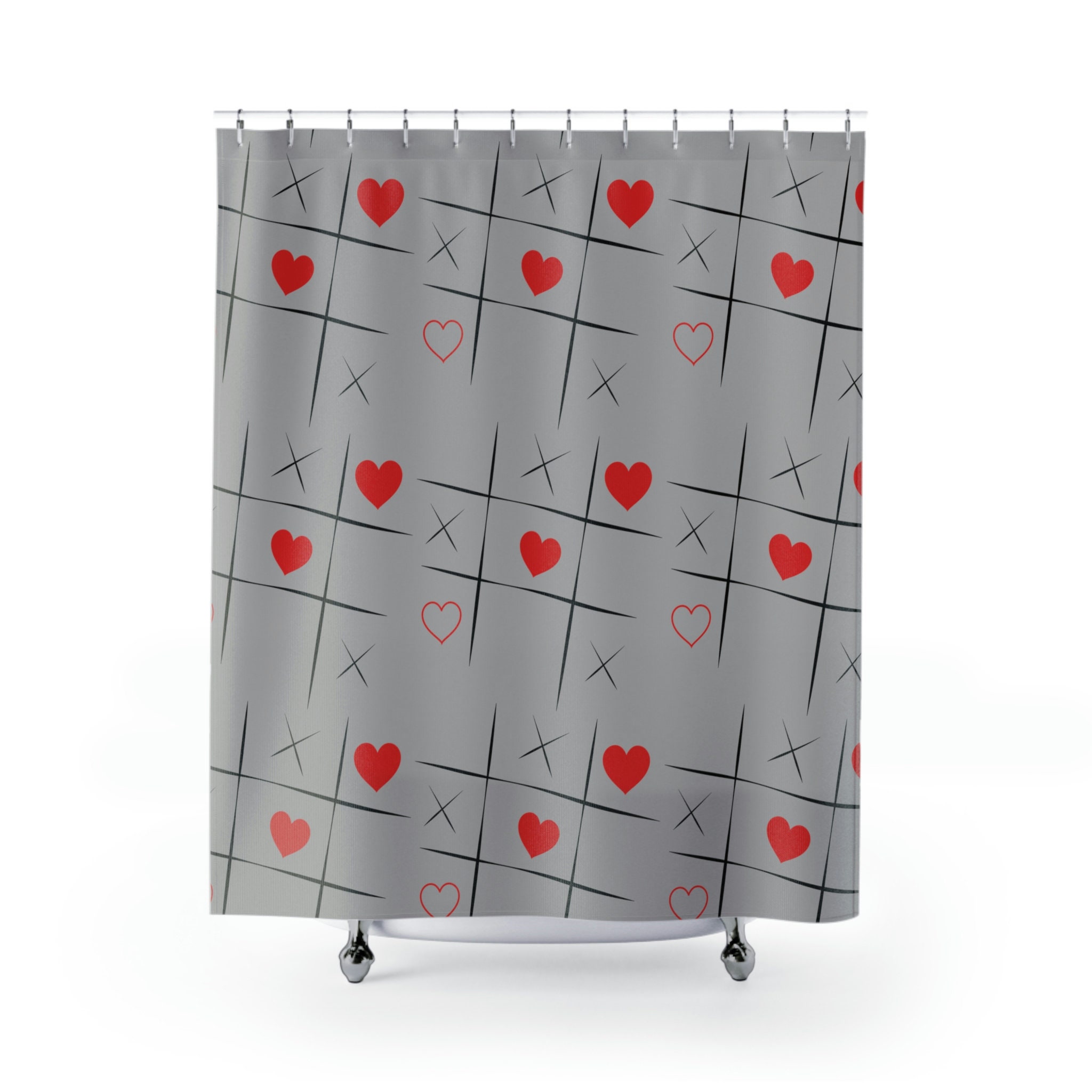Love Game Shower Curtain Art Gift for Bathroom Decor with OXO Design