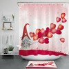 Love Heart Balloons Gnome Waterproof Shower Curtain for Bathroom Decor on Valentine's Day
