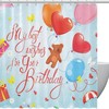 Love Heart Bear Happy Birthday Fabric Shower Curtain for Bathroom Decor
