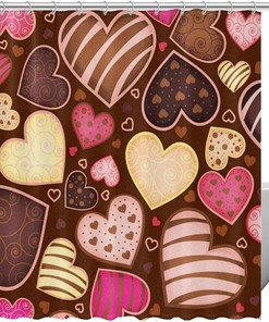 Love Heart Candy Happy Valentine's Day Fabric Shower Curtain for Bathroom Decor