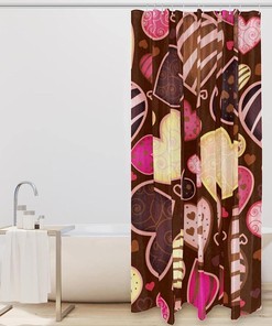 Love Heart Candy Happy Valentine's Day Fabric Shower Curtain for Bathroom Decor