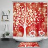 Love Heart Gnome Gold Red Shower Curtain for Bathroom Decor on Valentine's Day