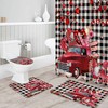 Love Heart Gnomes Truck Roses Burlap Shower Curtain | Valentine's Day Waterproof Bathroom Decor