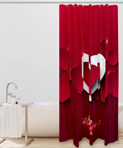 Love Heart Happy Valentine's Day Fabric Shower Curtain for Bathroom Decor