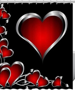 Love Heart Pattern Print Fabric Shower Curtain for Cutesy Valentine's Day Bathroom Decor