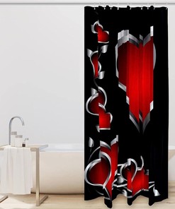 Love Heart Pattern Print Fabric Shower Curtain for Cutesy Valentine's Day Bathroom Decor
