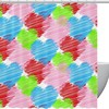 Love Heart Pink Red Blue Green Striped Shower Curtain, Sweet Bathroom Decor