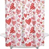Love Heart Pink Red Vintage Shower Curtain With Microfiber Accents, Machine Washable