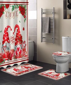 Love Heart Roses Shower Curtain | Rustic Burlap Gnomes Valentine's Day Bathroom Decor