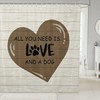 Love Heart Rustic Farmhouse Style Dog Paw Print Shower Curtain for Kids Boys Girls Room Decor
